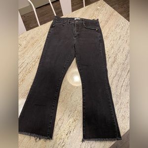 LOFT Kick Crop Flare Black Denim